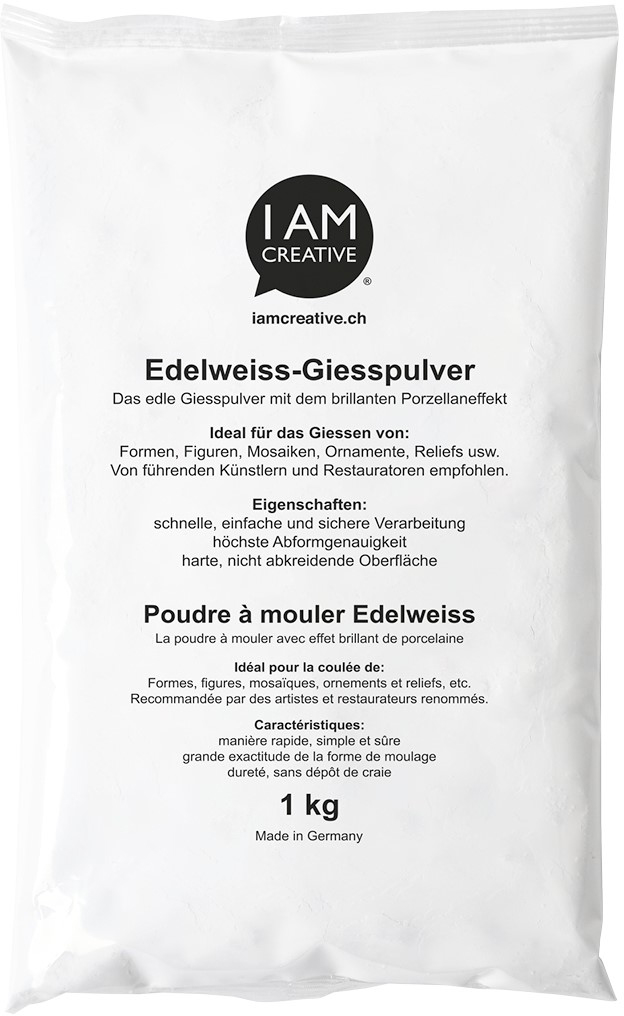 I AM CREATIVE Poudre à moulage Edelweiss MAA900101 blanc 1 kg