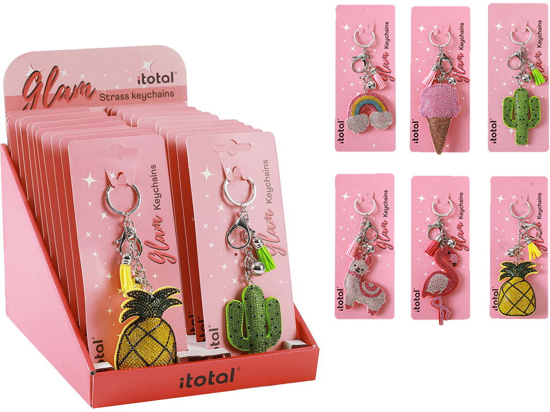 photo I-TOTAL Porte-clé Strass summer XL1437 6 Motive ass.