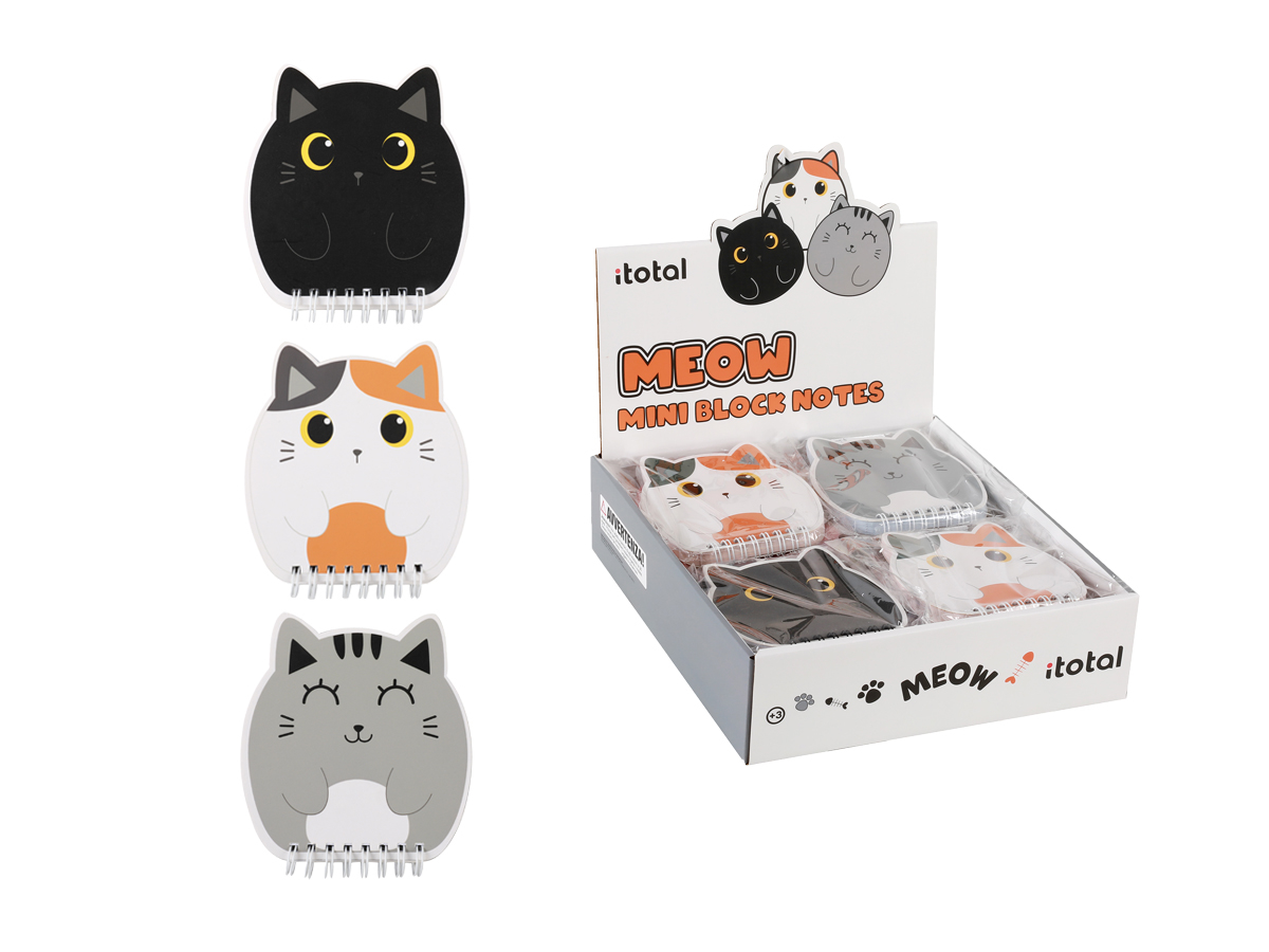photo I-TOTAL Mini bloc-notes 11.7x11cm XL1840B Cat, assortis