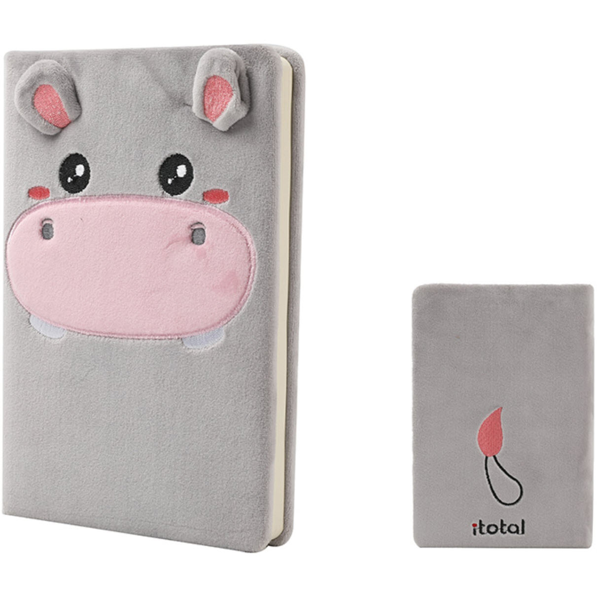 photo I-TOTAL Carnet peulche XL2052F Hippo gris