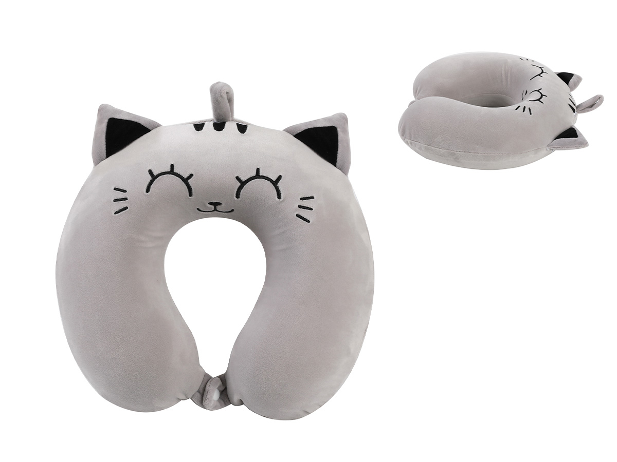 photo I-TOTAL Oreiller de voyage 30x30x10cm XL2184C Cat grey