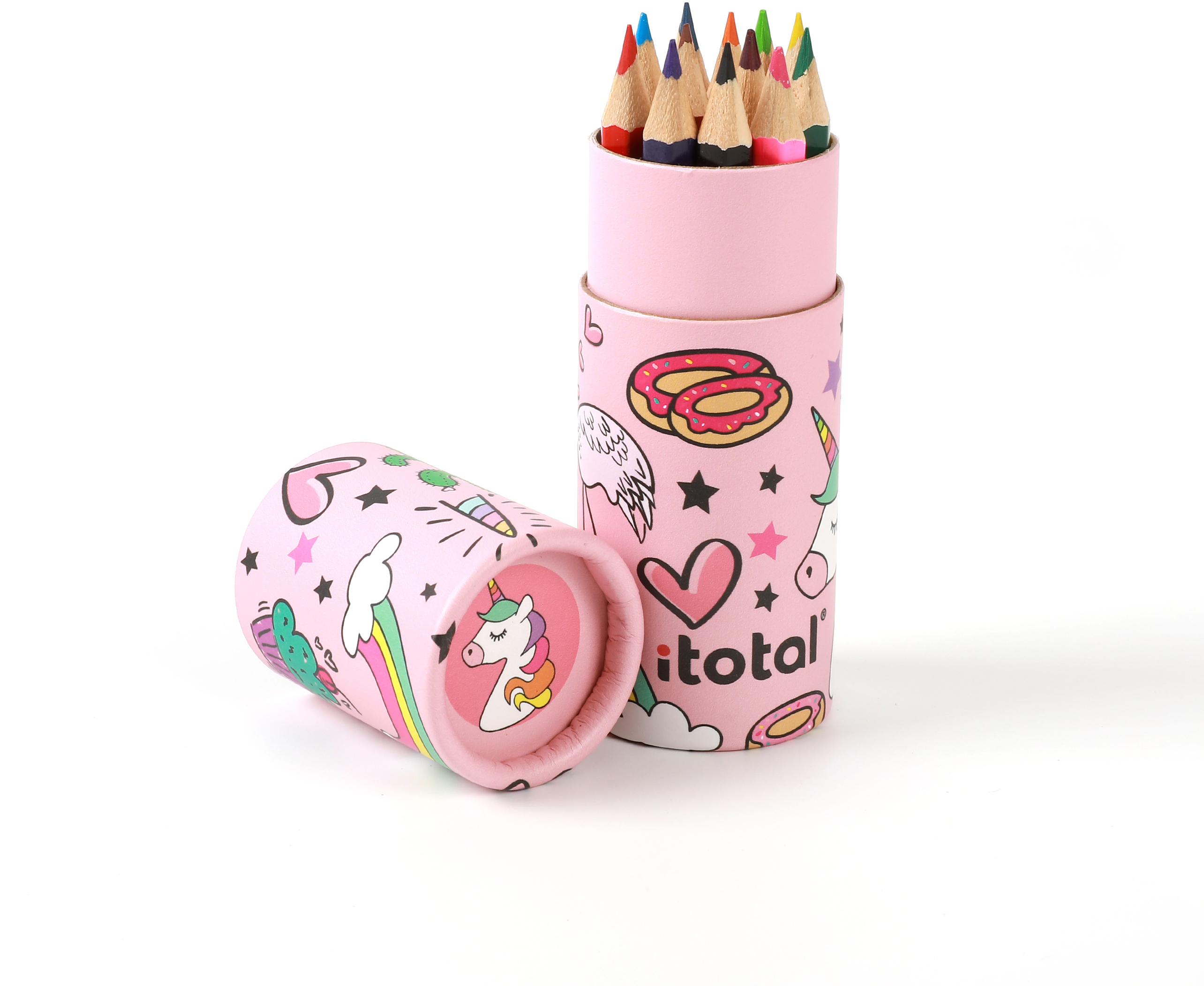 photo I-TOTAL Crayons couleur Licorne XL2268 Boite ronde 12 pièces