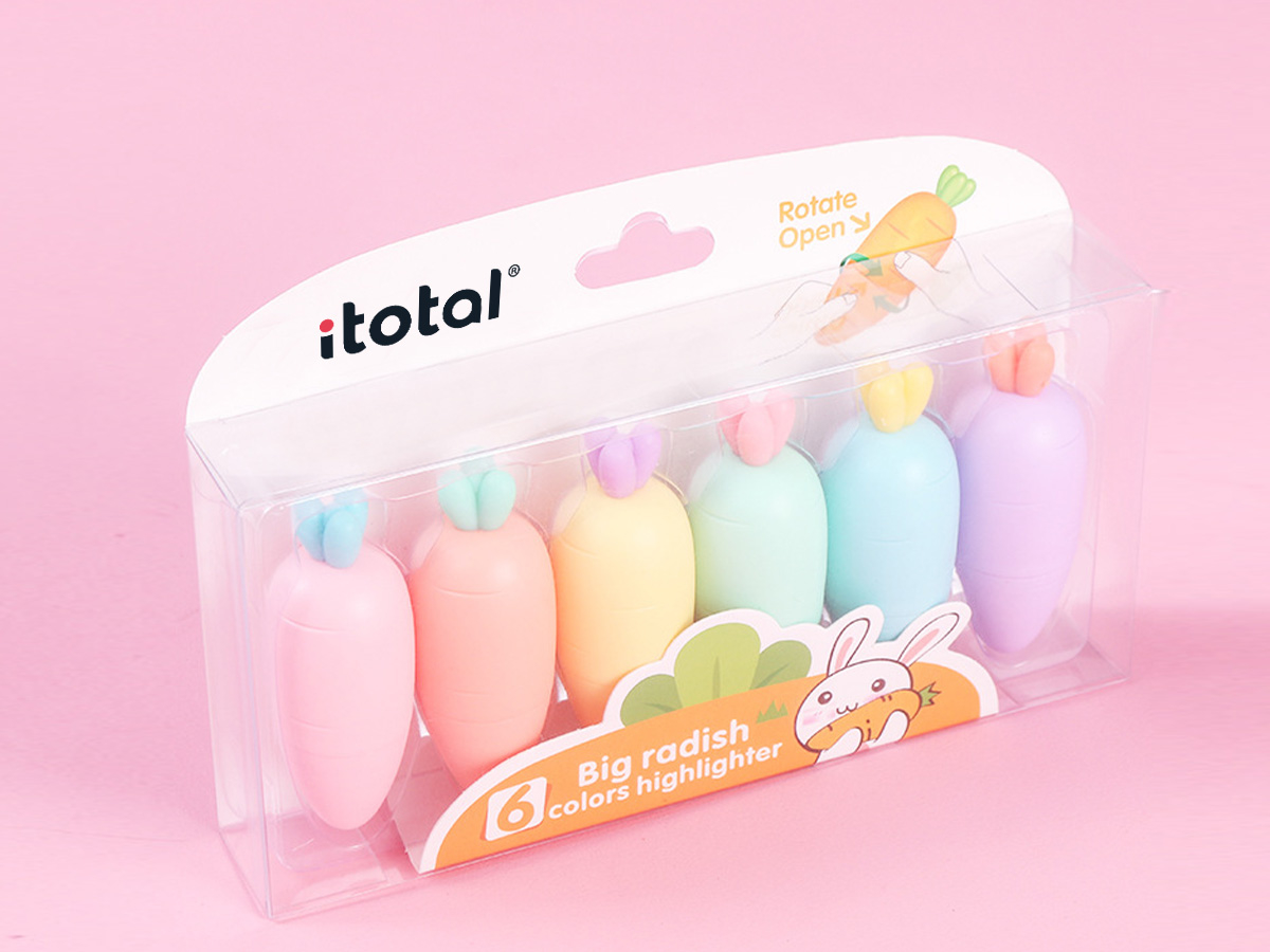 photo I-TOTAL Surligneur mini XL2306A Carotte 6 Couleurs