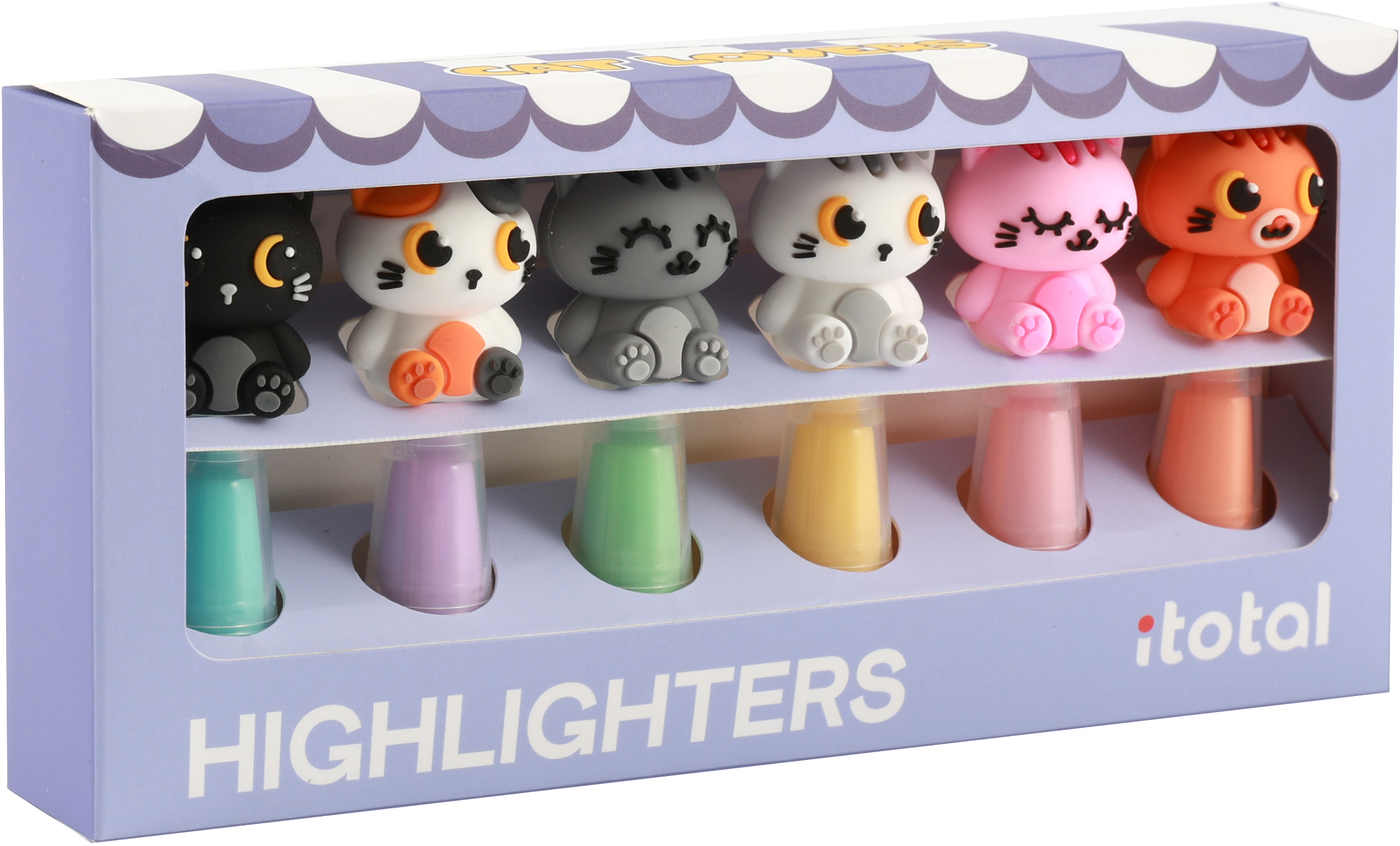 I-TOTAL Textmarker XL2306R Cat, assortiert 6 Stück