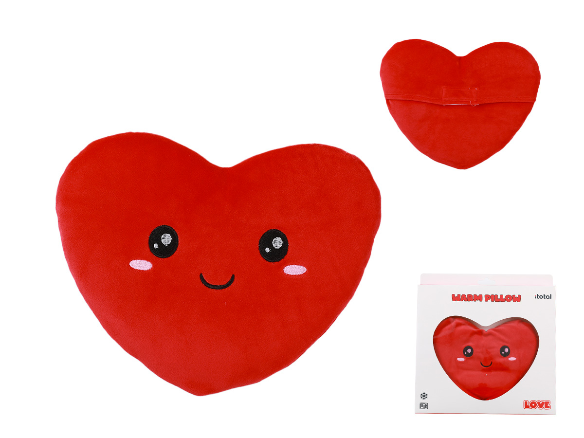 photo I-TOTAL Coussin chauffant, Heart XL2630F rouge
