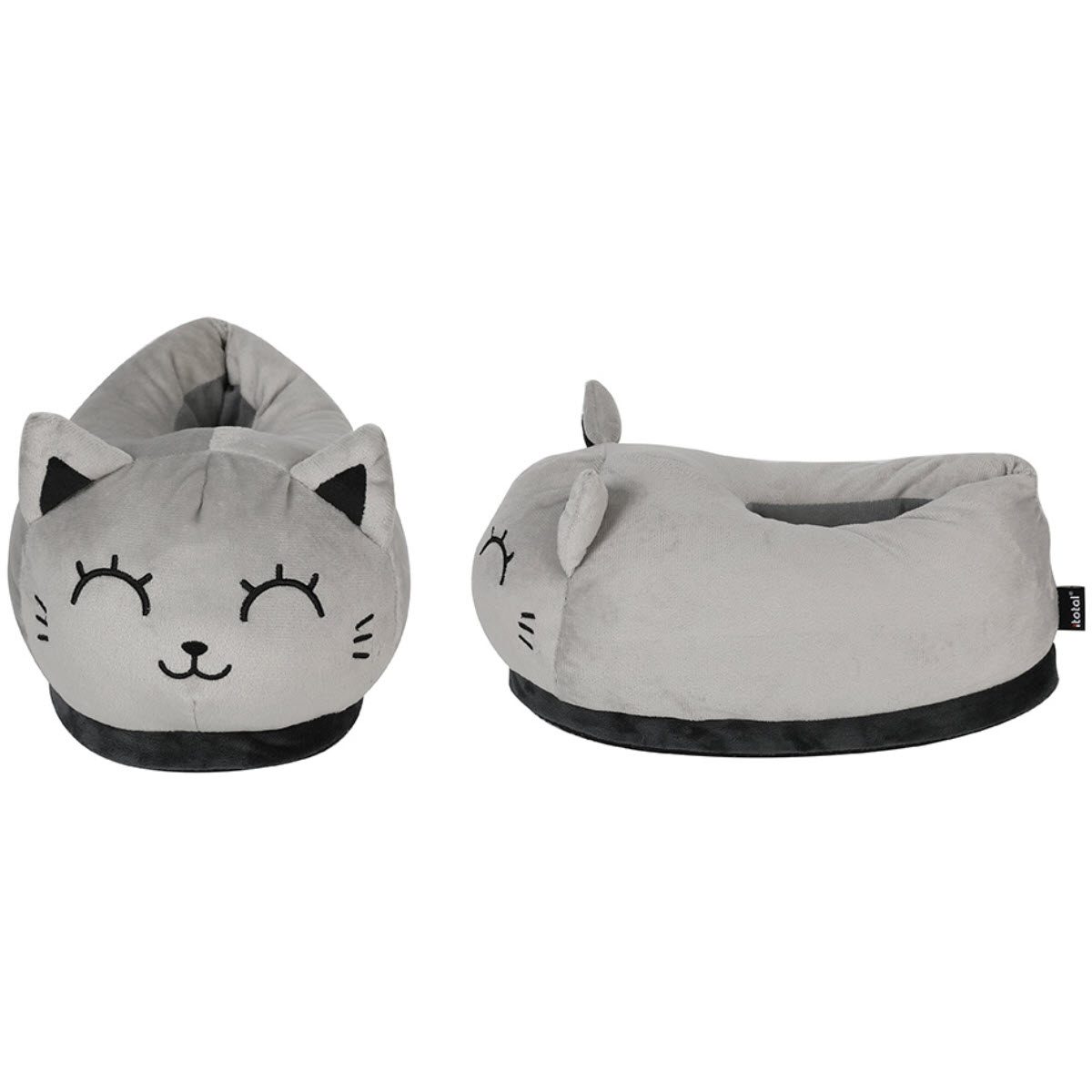 photo I-TOTAL Chaussons peluche 30x19x18cm XL2845 Grey Cat