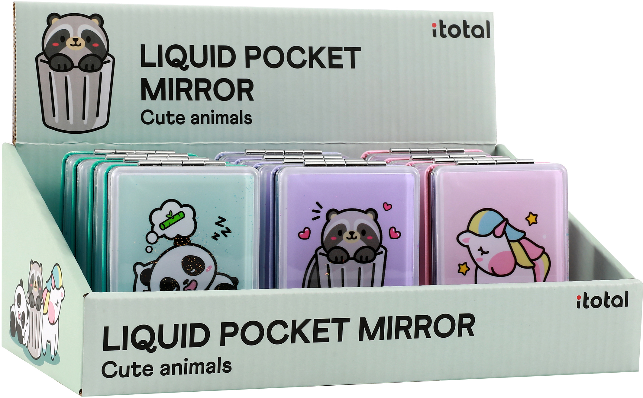 photo I-TOTAL Pocket Mirror XL3144A Cute Animals, assorti