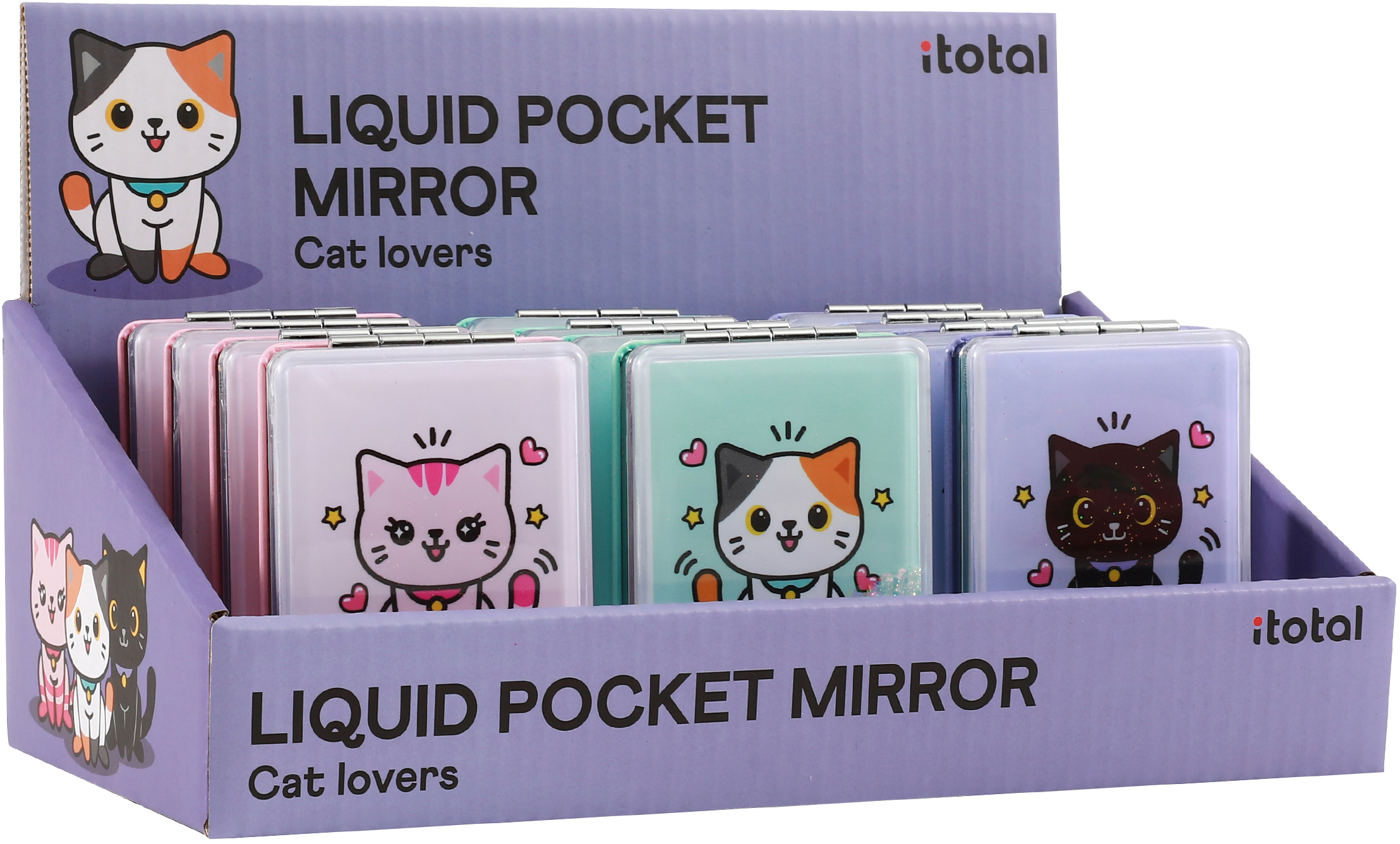 photo I-TOTAL Pocket Mirror XL3148A Cat, assorti