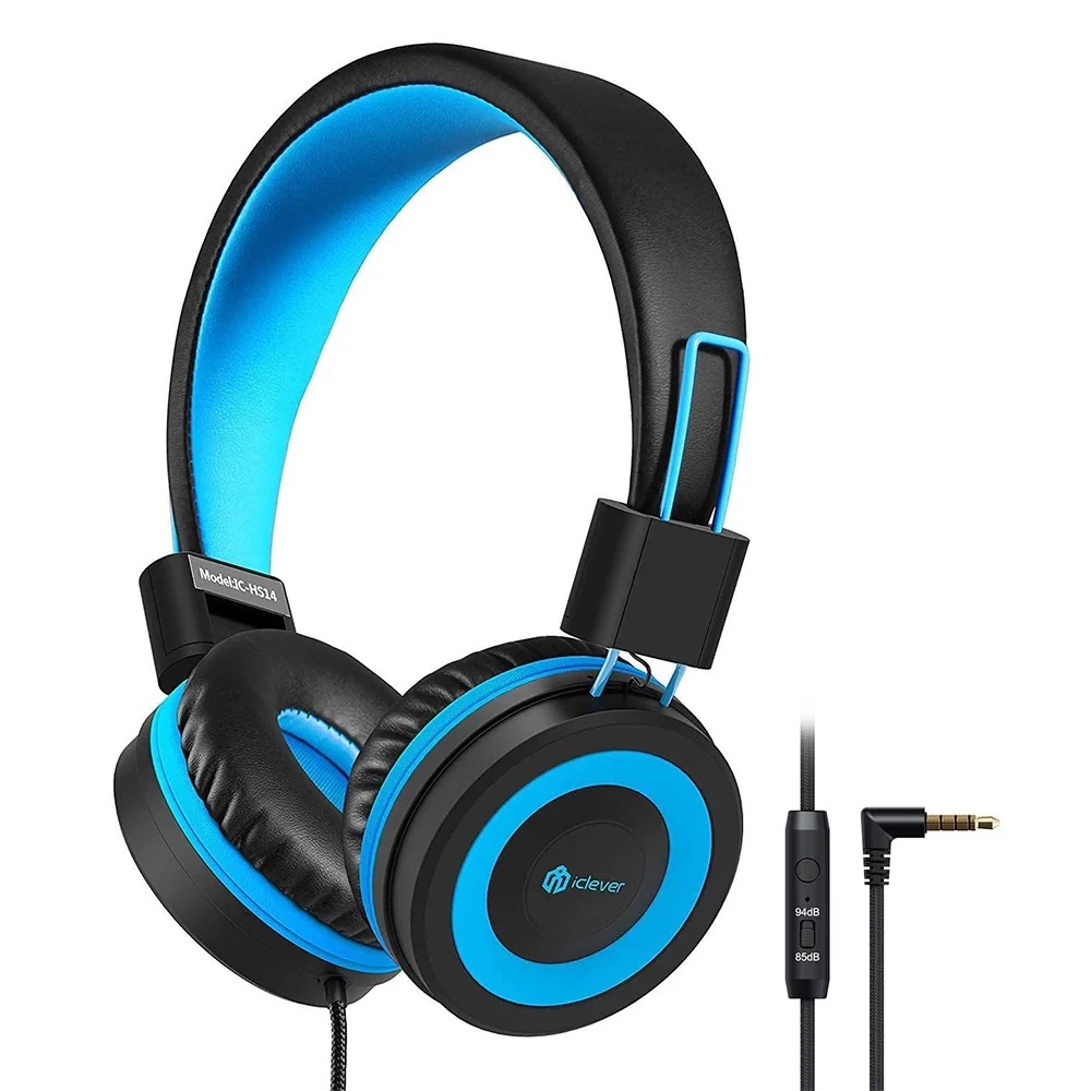photo ICLEVER Wired Kids Headphones C01-1702N-31 HS14, 3,5mm, Mic, black/blue