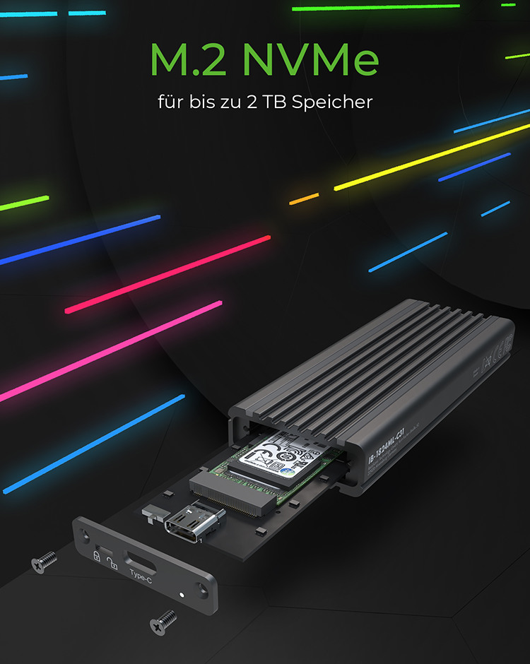 ICY BOX Ext. Gehäuse M.2 USB 3.2 G2 IB-1824ML-C31 RGB, Schreibschutz
