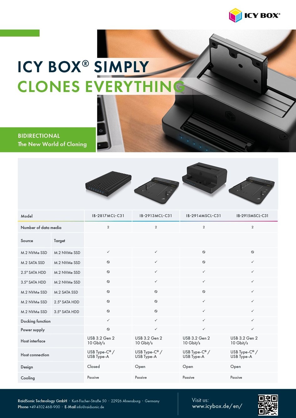 ICY BOX Docking- & Clonestation IB-2913MCL-C31 M.2 & 2.5 & 3.5 to M.2 NVMe
