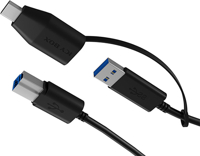 ICY BOX USB-B 3.2 G1 zu USB-A & C IB-CB032 5Gbit/s, 100cm