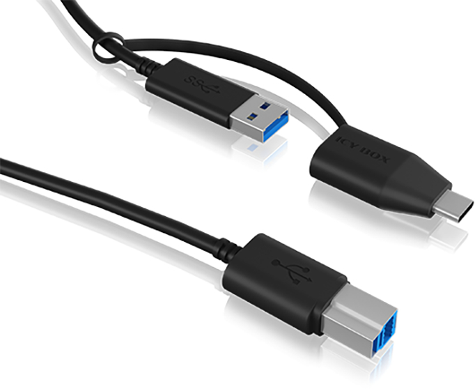 ICY BOX USB-B 3.2 G1 zu USB-A & C IB-CB032 5Gbit/s, 100cm 5Gbit/s, 100cm