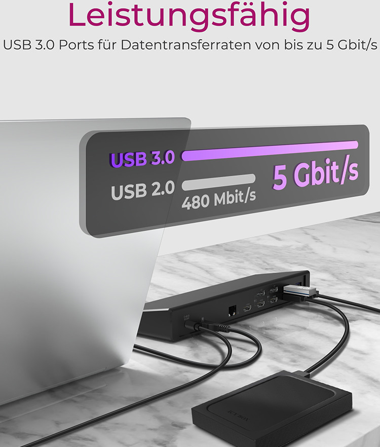 ICY BOX 14 in 1 Dockingstation 60W PD IB-DK2244AC 4k,3xHDMI,2xDP,USB-A & C