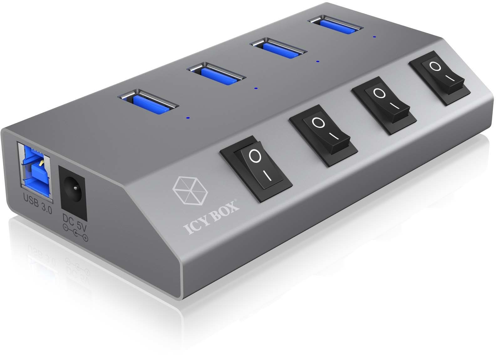 ICY BOX 4 Port Hub & Charger USB 3.0 IB-HUB1405 Aluminium