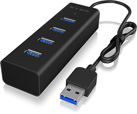 ICY BOX 4 Port Hub Type A USB 3.0 IB-HUB1409-U3 Aluminium black Aluminium black