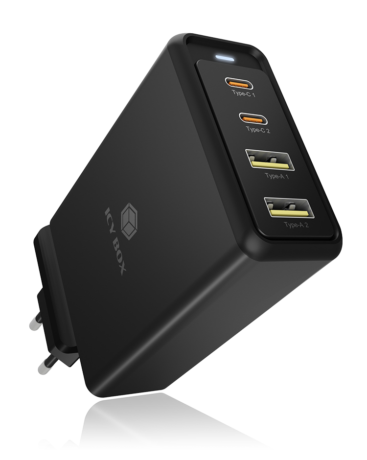 ICY BOX 4-port wall charger IB-PS104-PD with PD, USB-C&A, 100W black