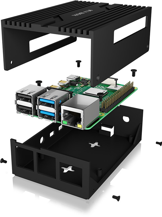ICY BOX Gehäuse für Raspberry Pi 4, IB-RP111 Aluminiumgehäuse