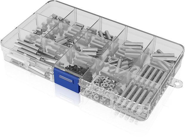 ICY BOX Pi® Abstandshalter- und IB-RPA102-Box Schrauben in Aufbewahrungsbox