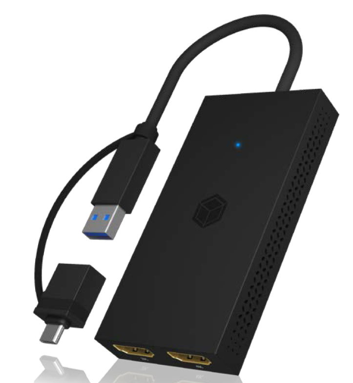 ICY BOX Mobiler USB-Dual HDMI Splitter IB-SPL1029AC USB 3.2 Type-A / C