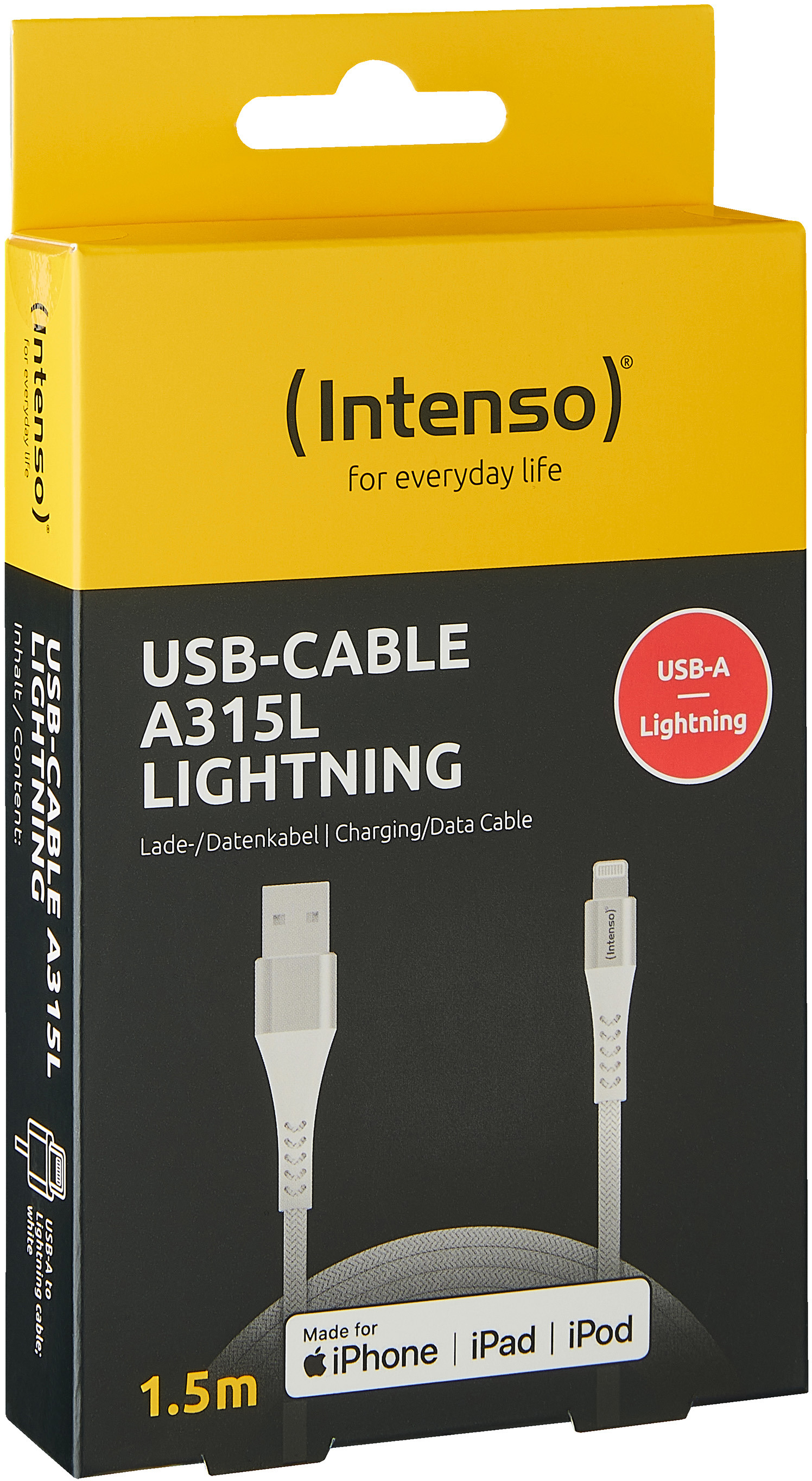 INTENSO Cable USB-A to Lightning 7902102 1.5 m, Nylon white