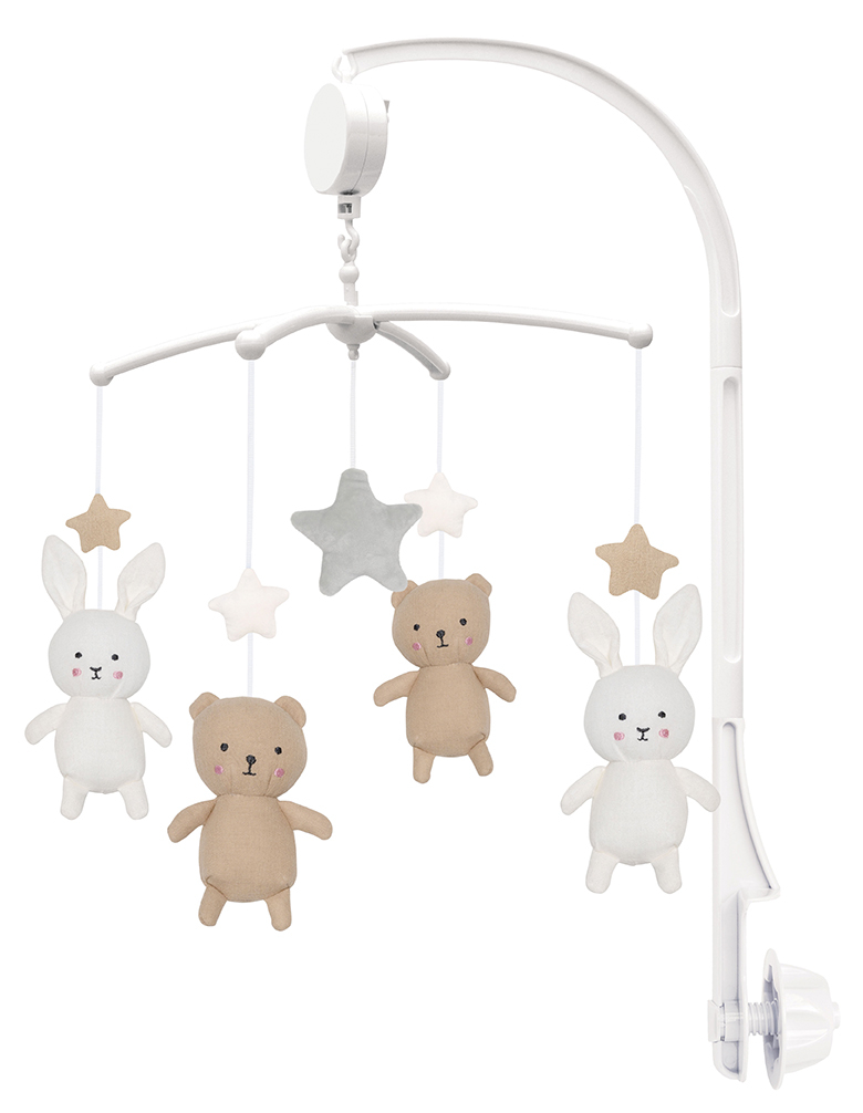 photo JABADABADO Mobile musical ours et lapin K142 marron/blanc