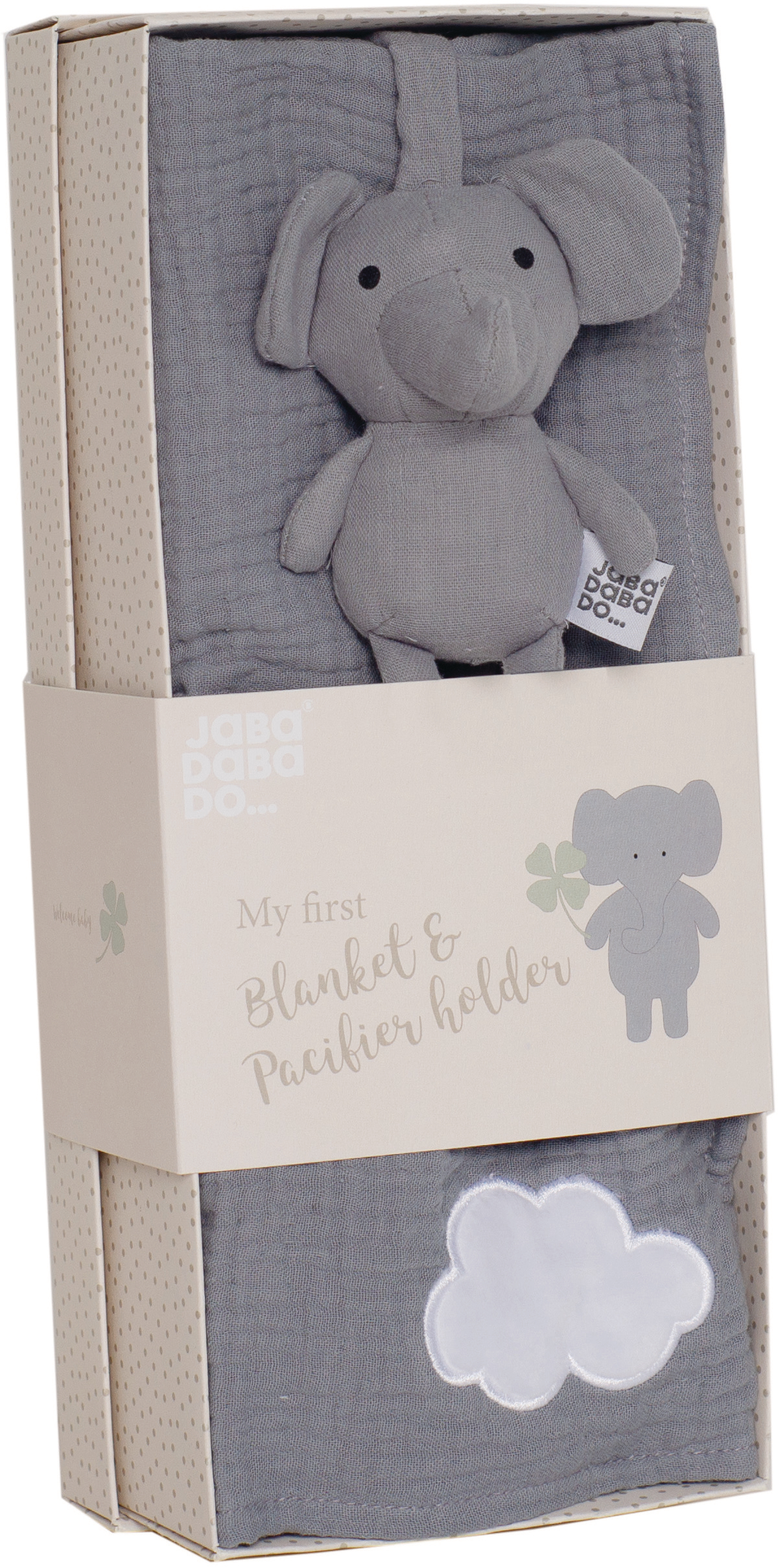 JABADABADO Gift kit buddy elephant N0182 grey, blanket, pacifier grey, blanket, pacifier
