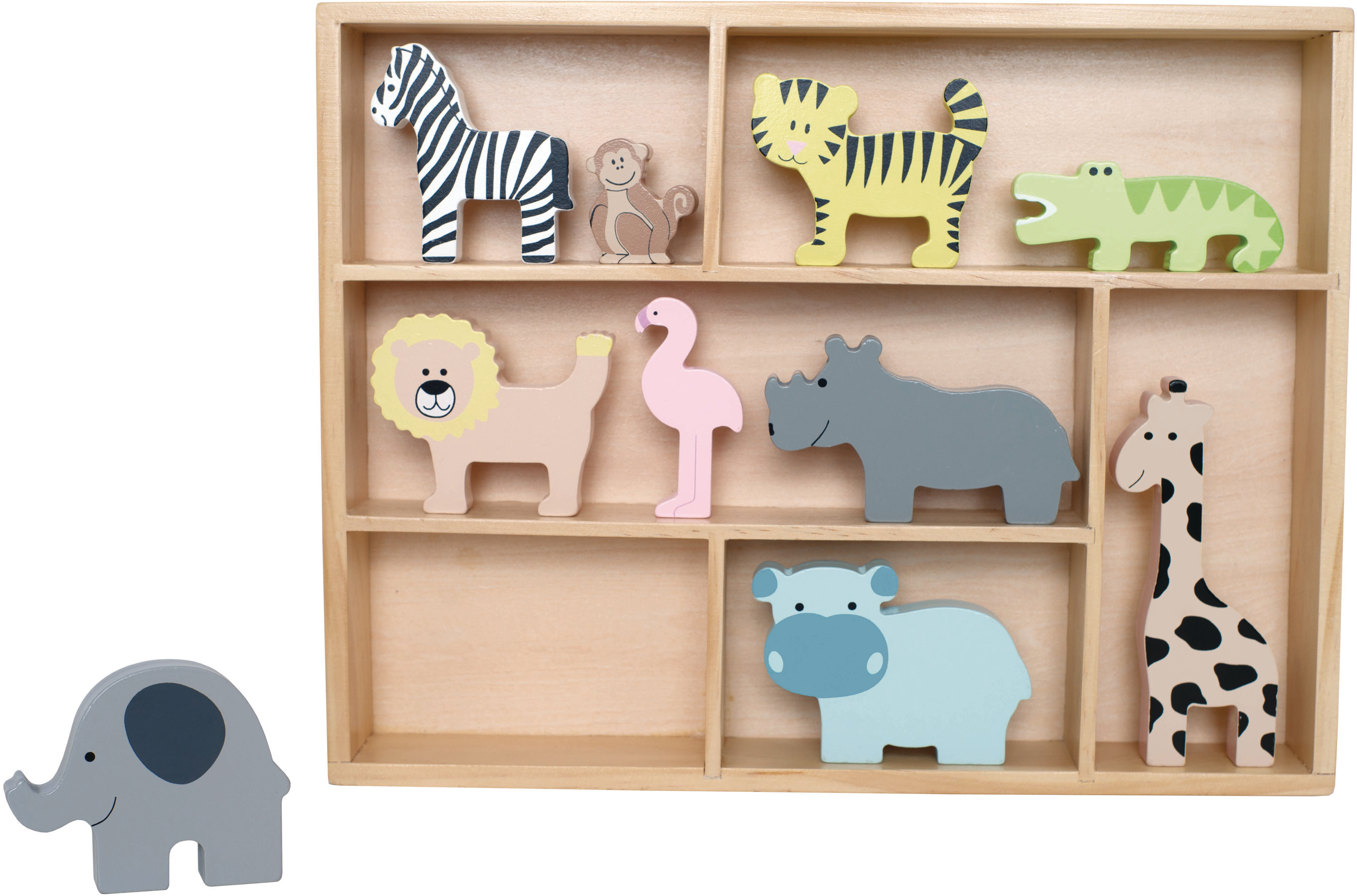 JABADABADO Shelfs with safari animals W7169 33x25x4cm