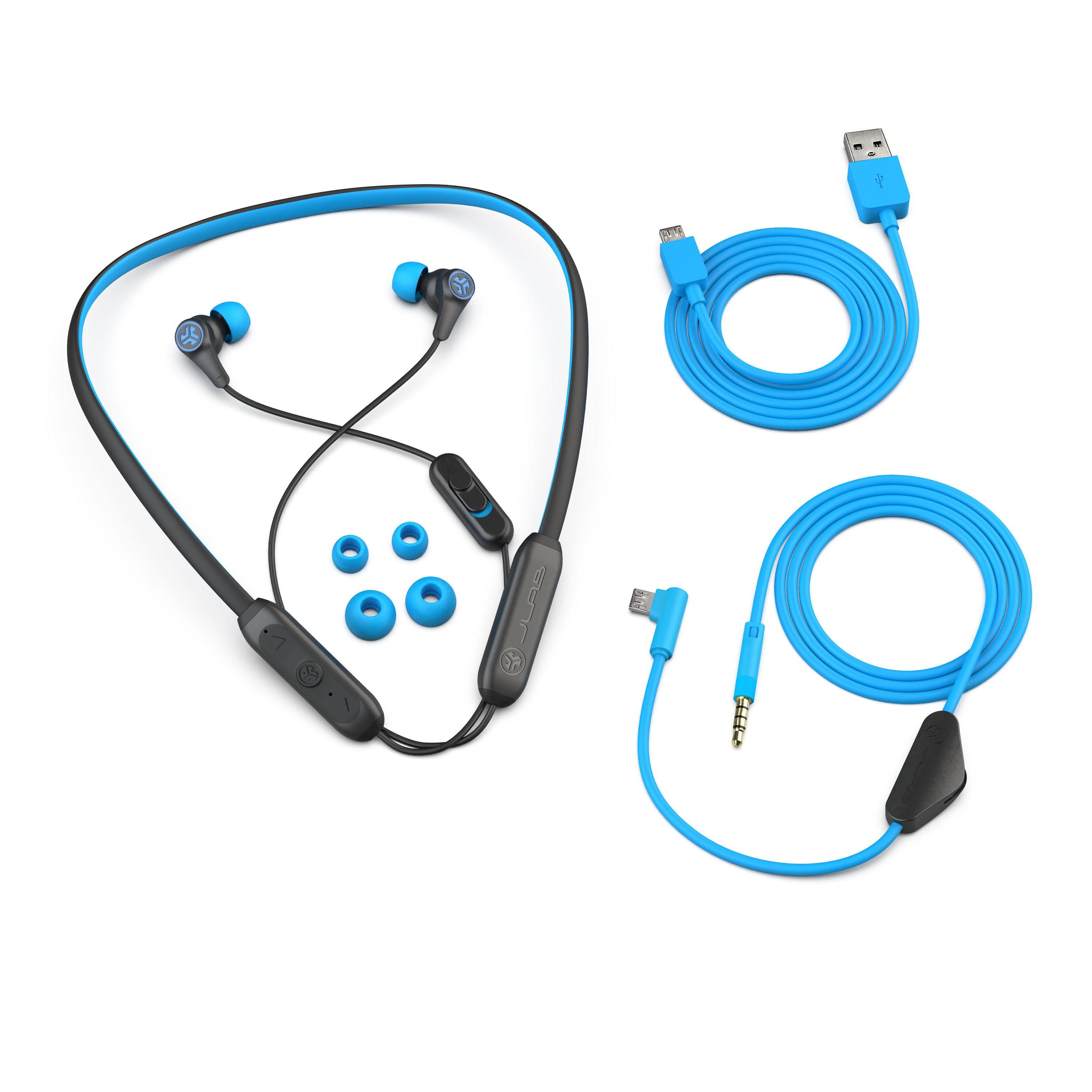 JLAB Play Gaming Earbuds Neckband IEUGEBPLAYRBLKBLU84 Wireless, Black