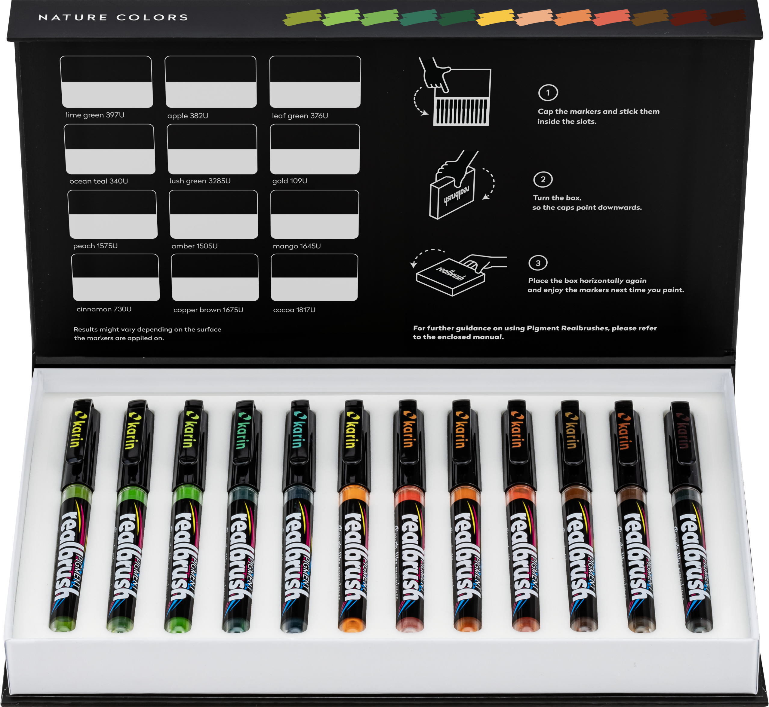KARIN Real Brush Pen Pro 0.4mm 33C3 Pigment, Nature Colors