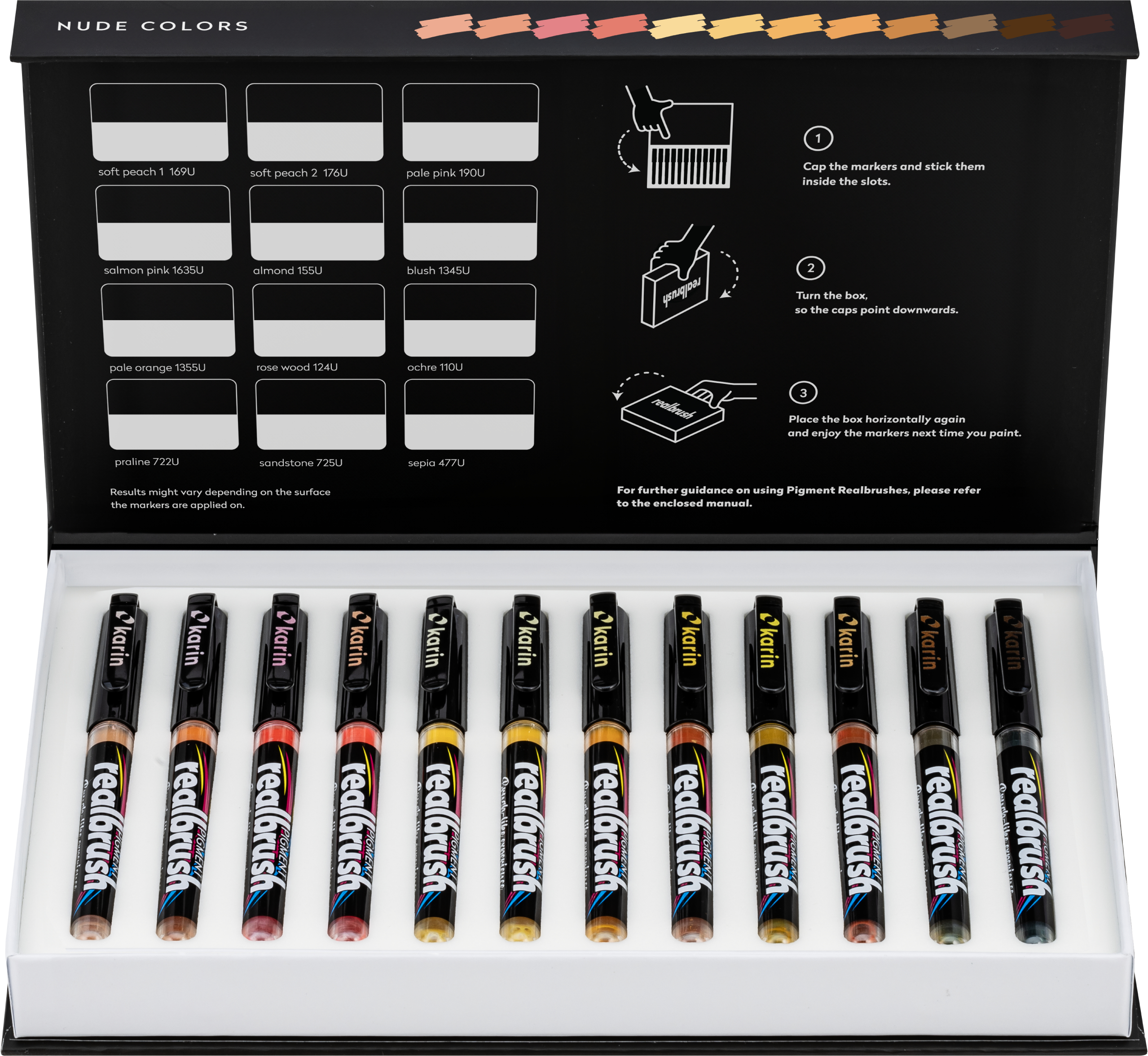 KARIN Real Brush Pen Pro 0.4mm 33C4 Pigment, Nude Colors Pigment, Nude Colors