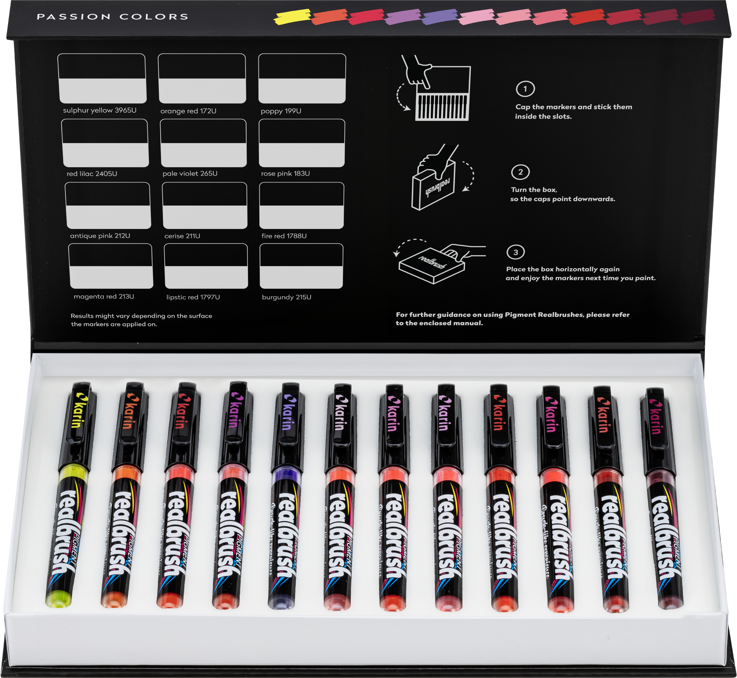 KARIN Real Brush Pen Pro 0.4mm 33C6 Pigment, Passion Colors