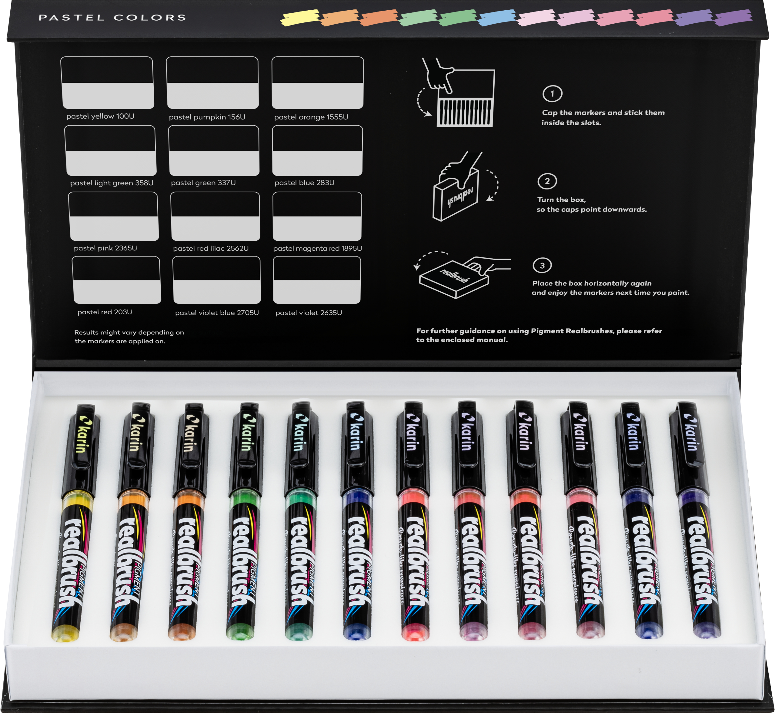 KARIN Real Brush Pen Pro 0.4mm 33C7 Pigment, Pastel Colors