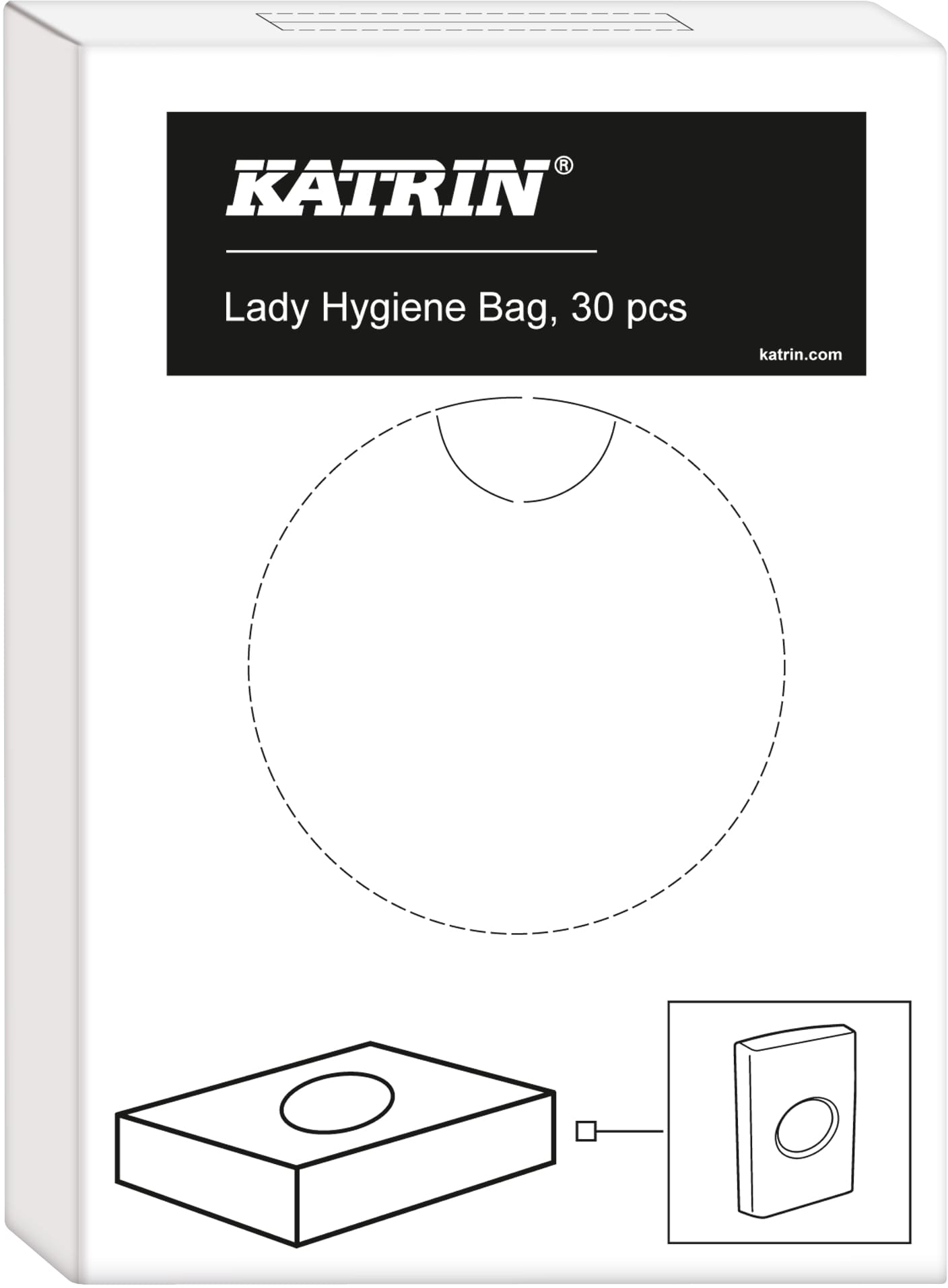 photo KATRIN Sac hygiénique 9.5x3.2x13.5cm 547613 blanc, PE 30 pièces
