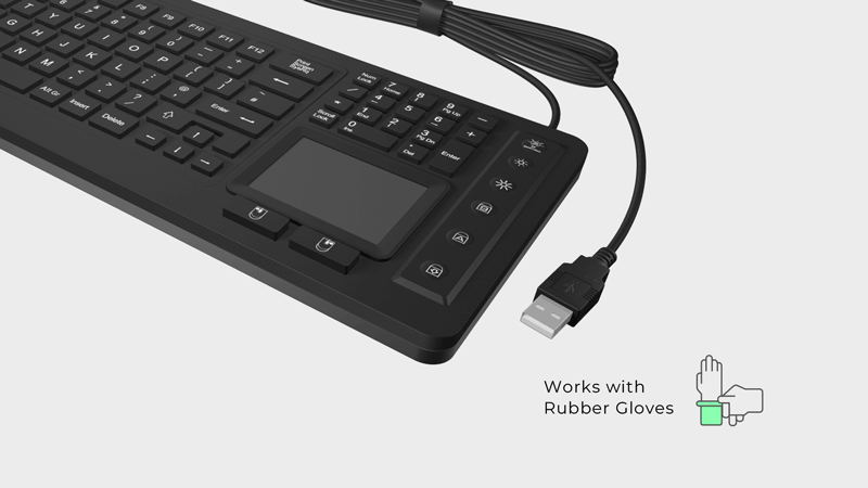 KEYSONIC Industrietastatur, Touchpad KSK-6231 INEL (CH) Light, 2 Tasten,USB, IP68