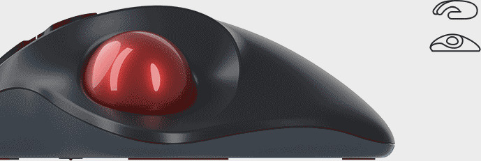 KEYSONIC Ergonomische Trackball Maus, KSM-6101RF-EGT DPI Einstellung, Grau