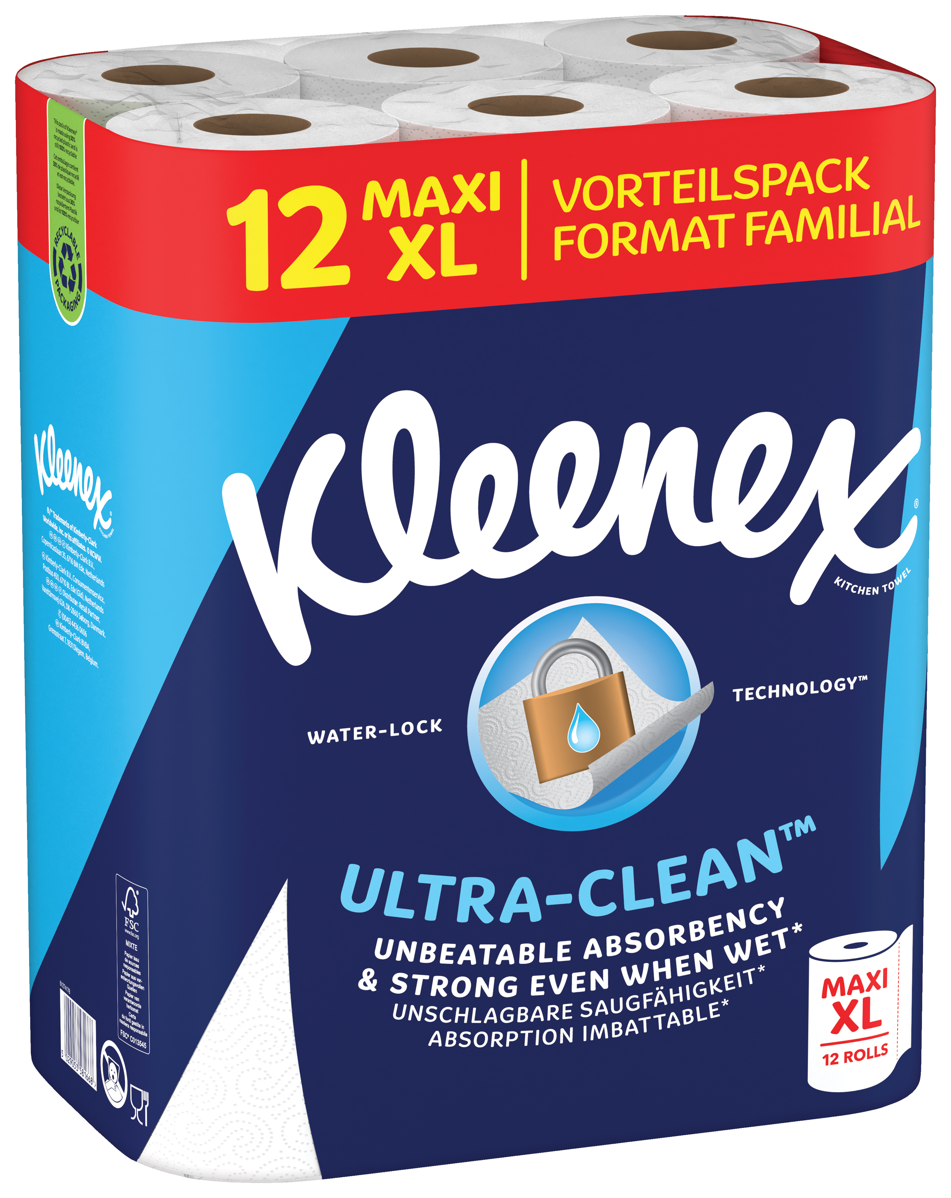 photo KLEENEX Papier ménage ultra clean 5815001 2 pils 12 XL roul.
