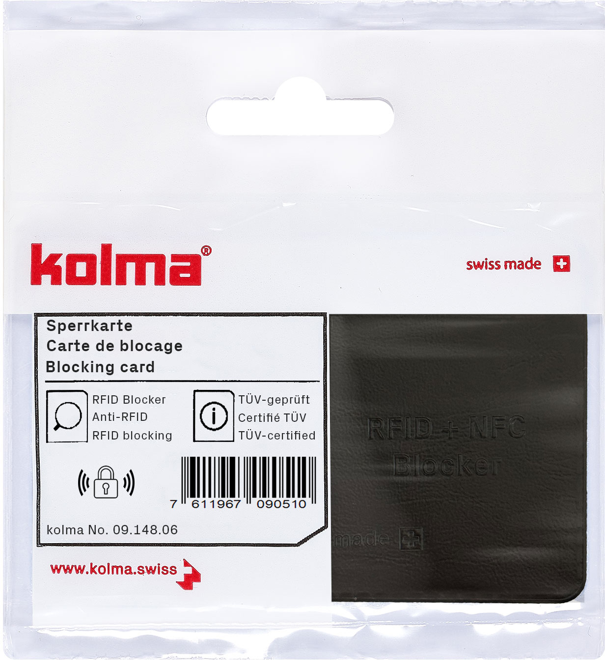 photo KOLMA Carte de blocage RFID 09.148.06 noir 85x55mm