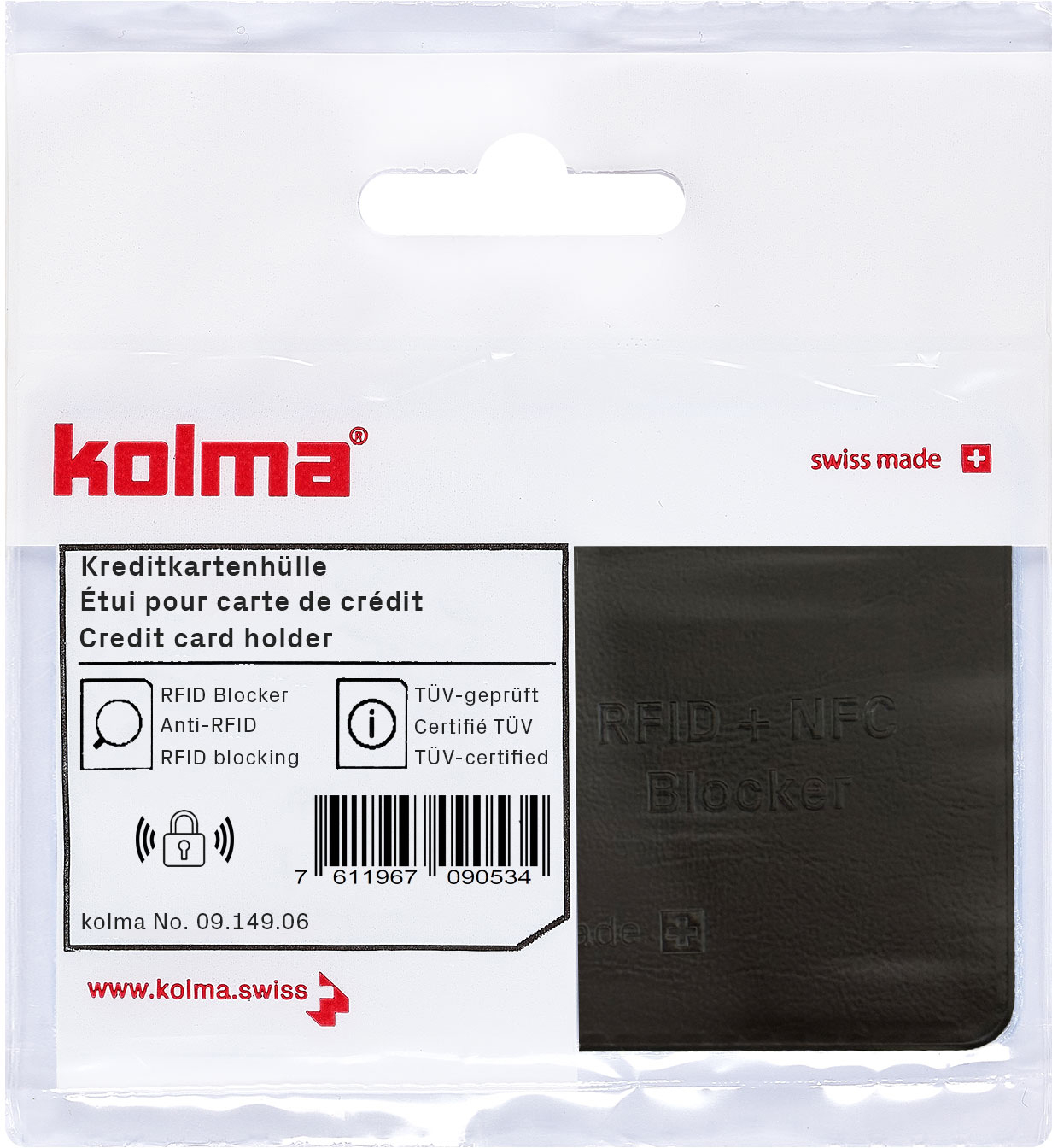 photo KOLMA Etui de protection RFID 09.149.06 noir 62x92mm