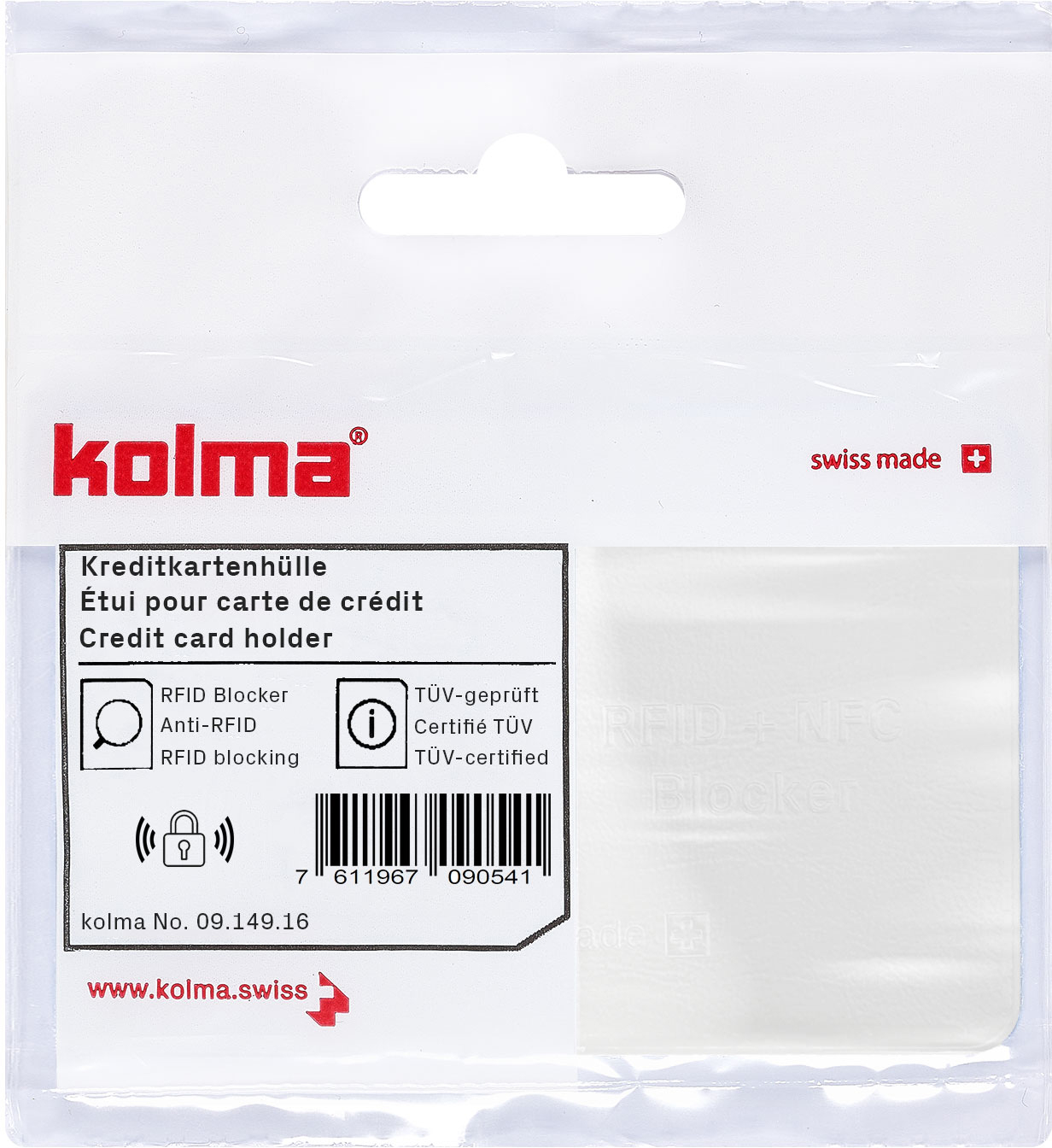 photo KOLMA Etui de protection RFID 09.149.16 blanc 62x92mm