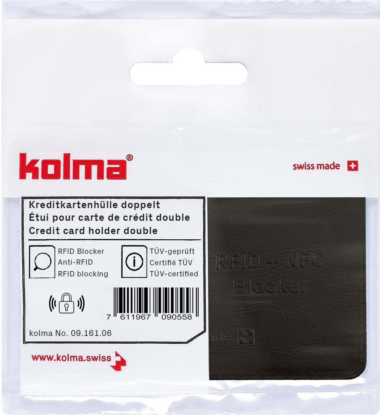photo KOLMA Etui de protection RFID 09.161.06 noir 66x95mm