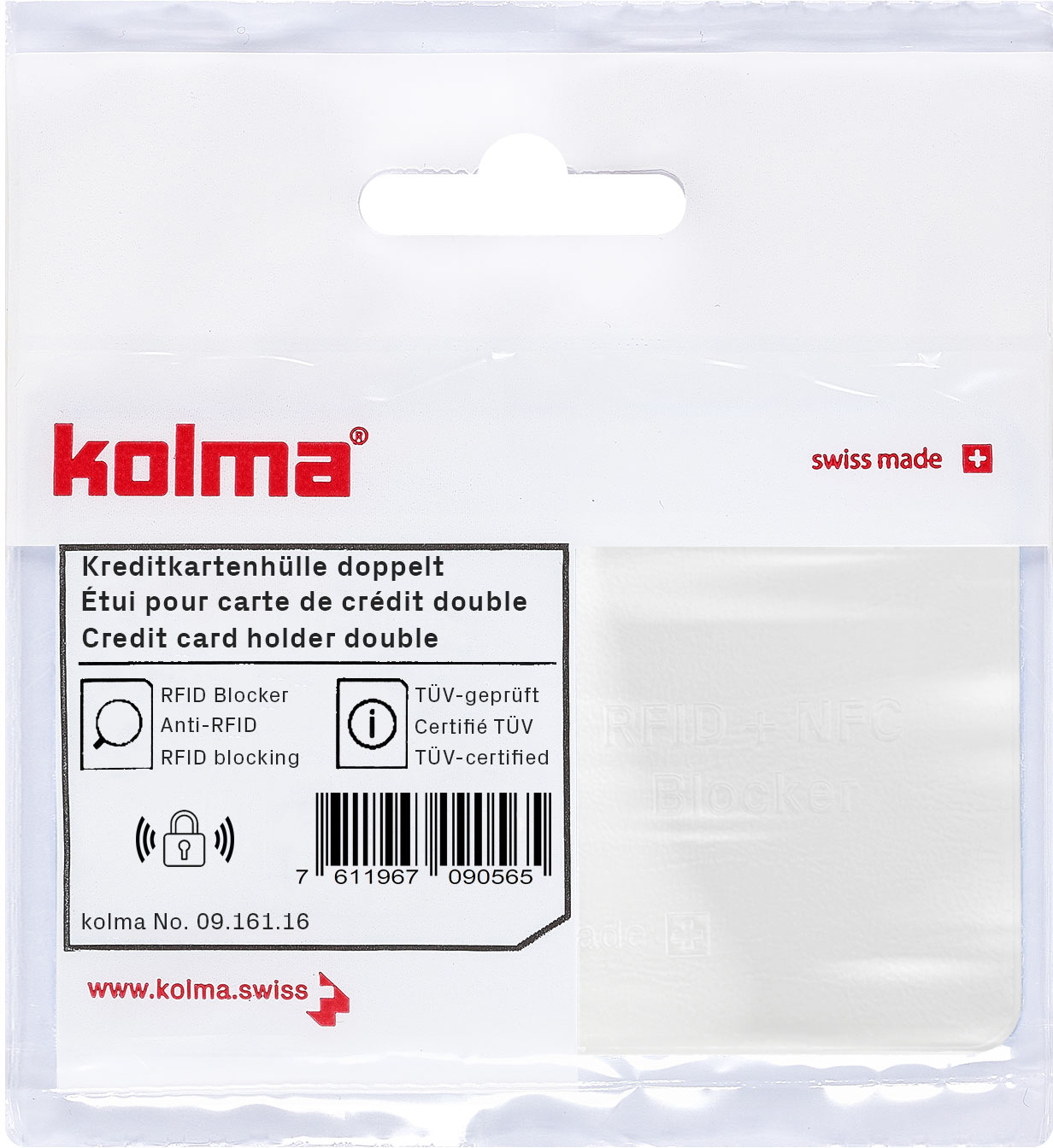 photo KOLMA Etui de protection RFID 09.161.16 blanc 66x95mm