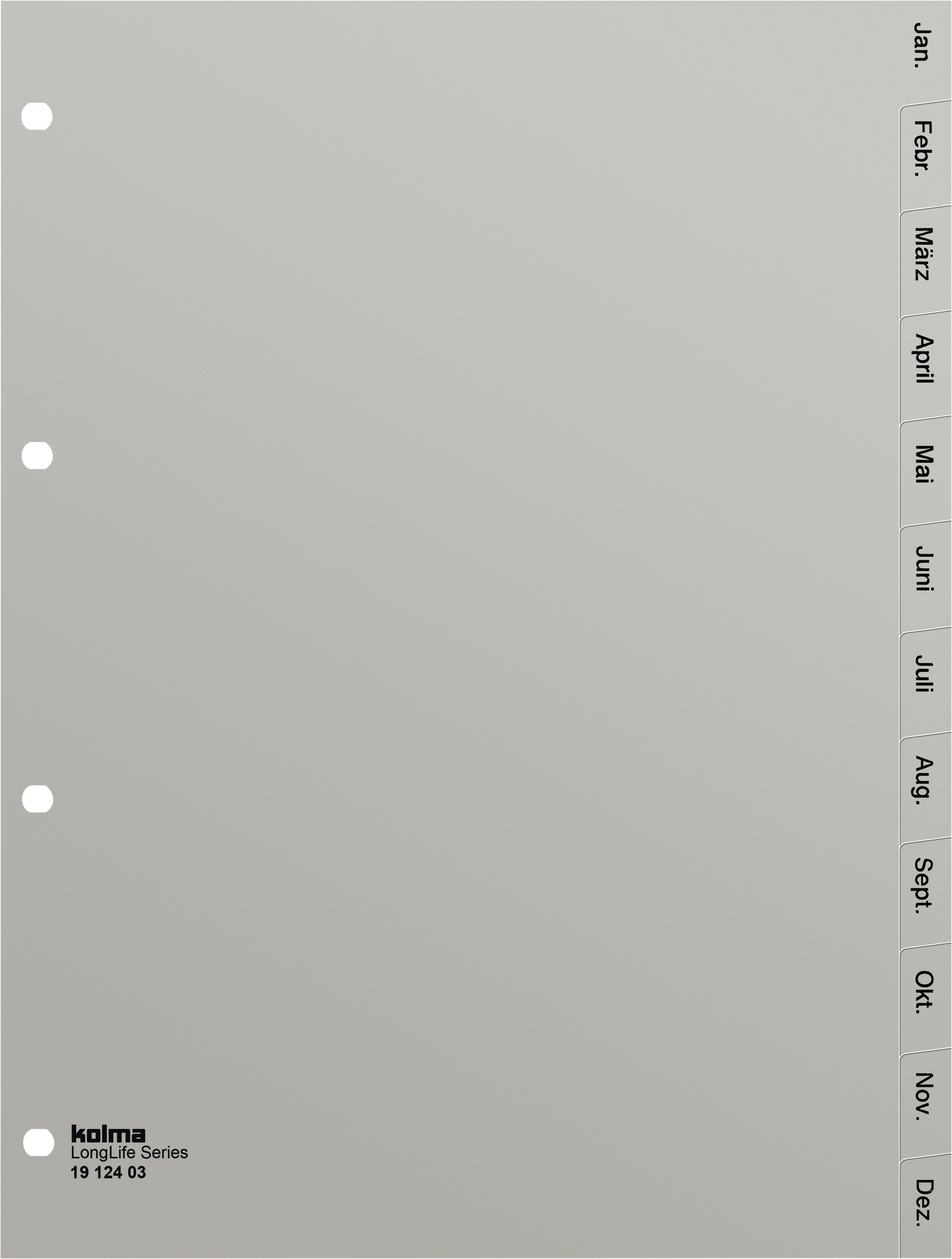KOLMA Répertoires LongLife A4 19.124.03 gris Jan-Dez (AL)