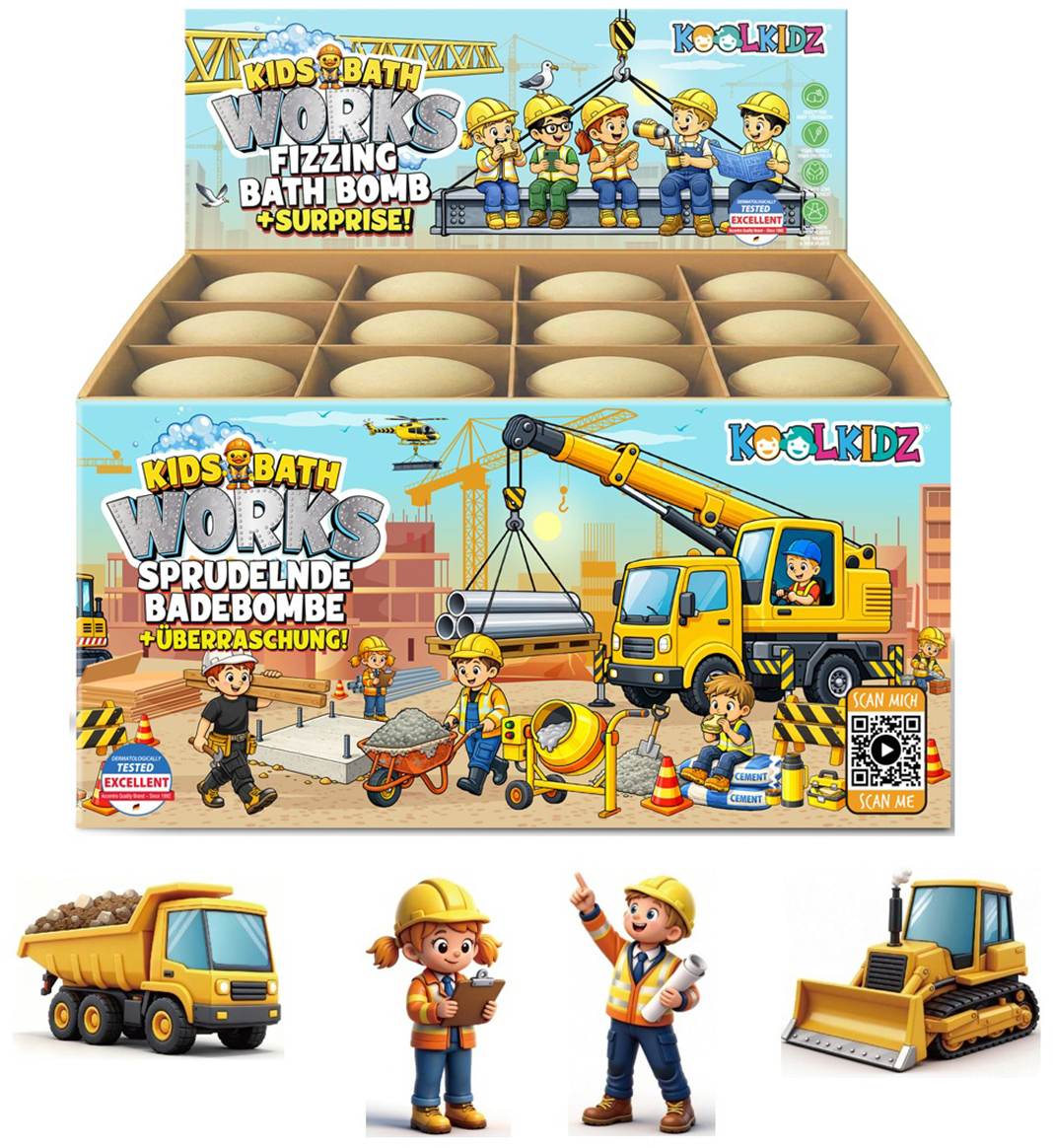 photo KOOLKIDZ Bombe de bain effervescente 3563758 4 assortis, chantier