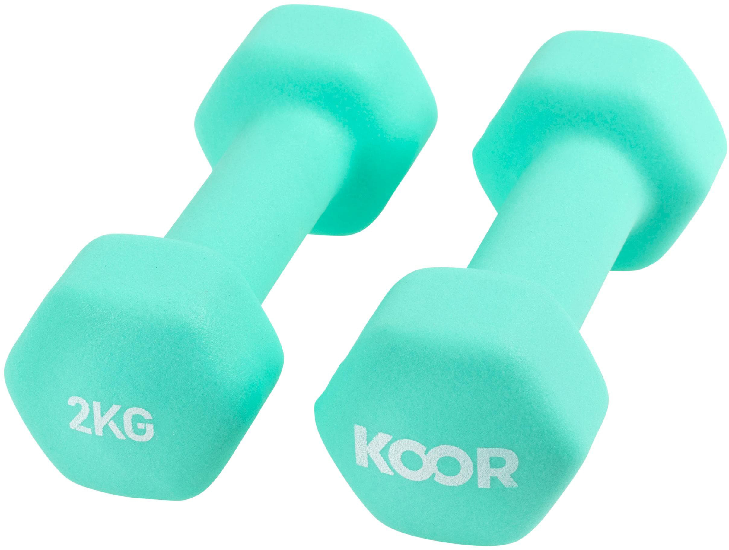 photo KOOR Ens. dhaltères 2kg F00912 menthe 2 pièce