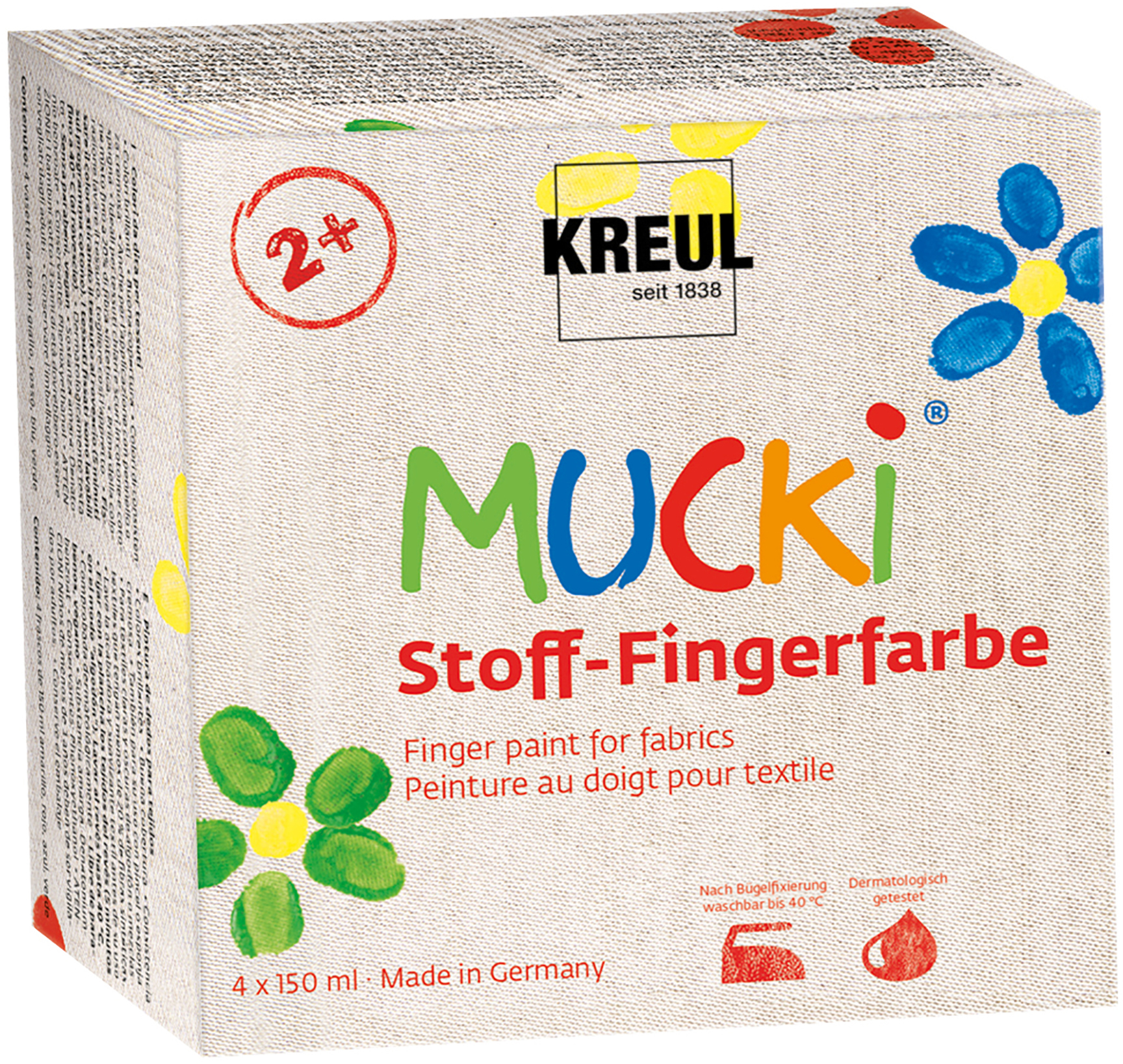 photo KREUL Peinture au doigt pour tissu 28400 4 couleurs, assorties
