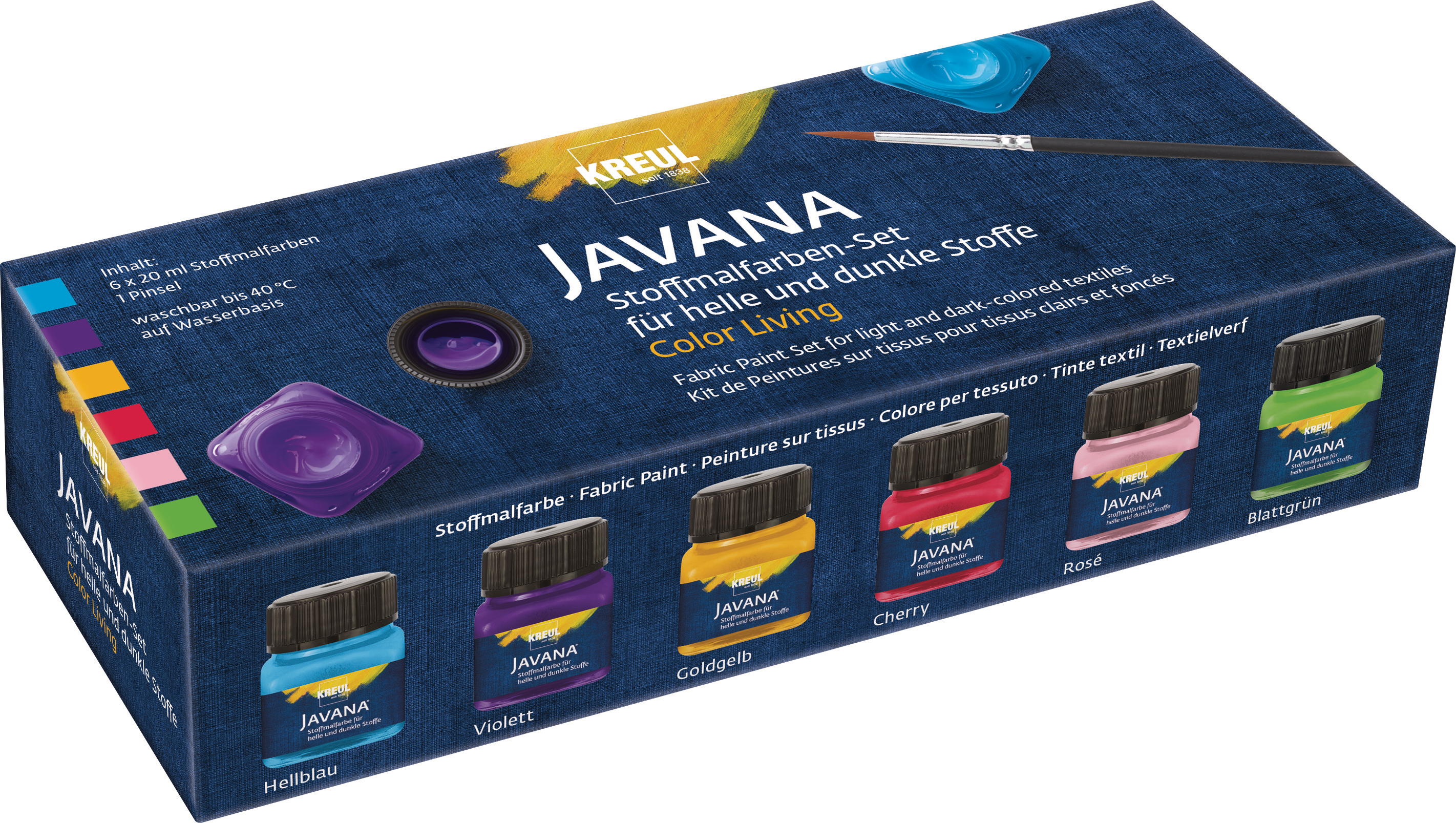 photo KREUL Peinture pour textiles JAVANA 90597 Color Living set avec 6pcs