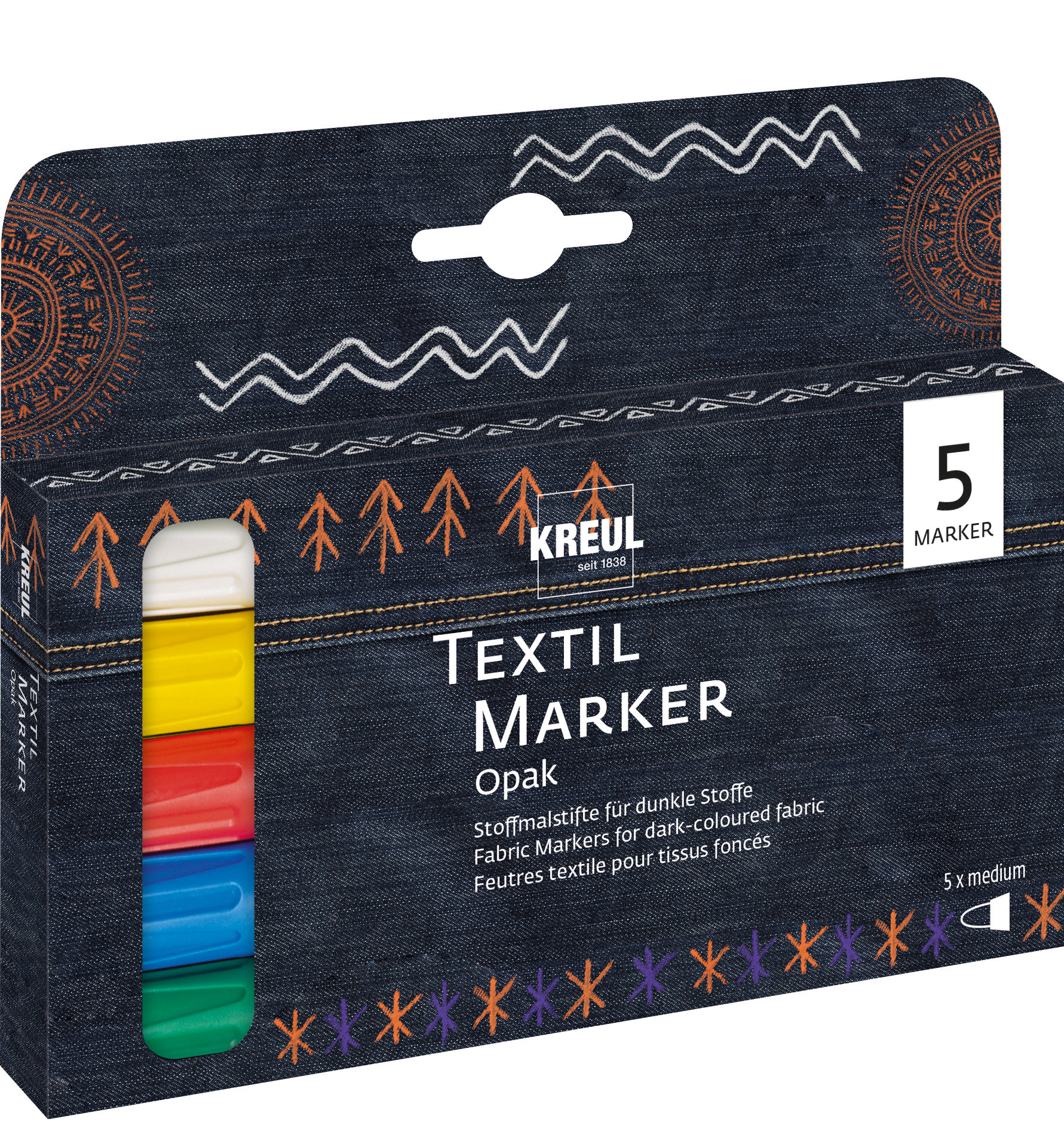 photo KREUL Textik Marker Opak medium 92750 set avec 5pcs