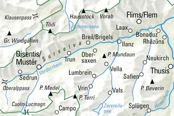 KÜMMERLY+FREY Carte des randonnées 259022207 Surselva-Valsertal 1:60'000