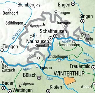 KÜMMERLY+FREY Carte des randonnées 1:60'000 325902201 Schaffhausen-Winterthur